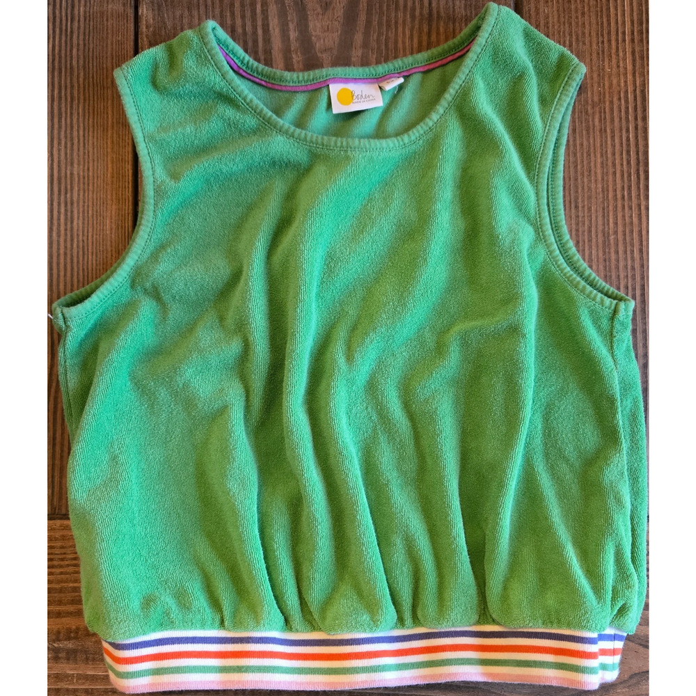 Mini Boden Kids Girls Tank Top 8 Green Terry Cloth Cotton Casual Summer Vacation